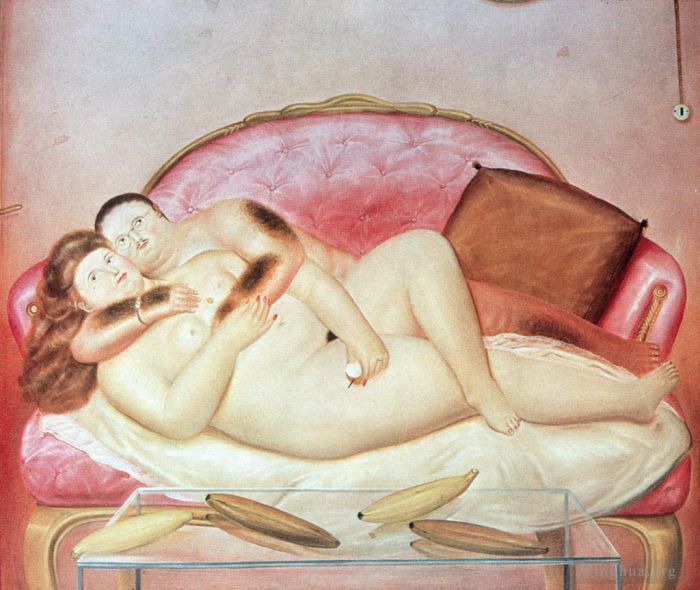 费尔南多·波特罗 当代油画作品 -  《出汗,毛茸茸,圆圆的》