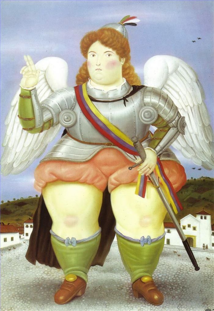 费尔南多·波特罗 当代油画作品 -  《大天使加百列》