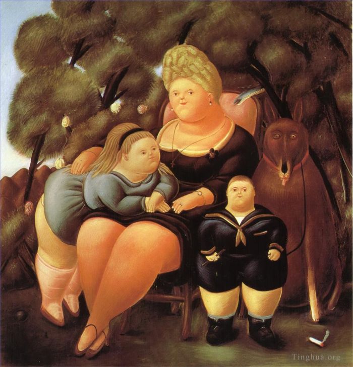 费尔南多·波特罗 当代油画作品 -  《家庭》