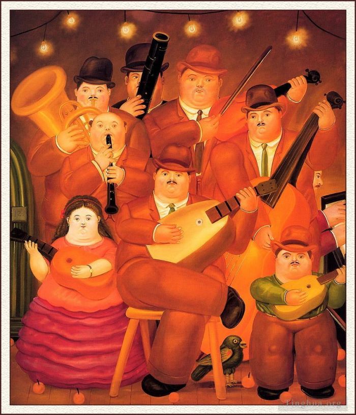 费尔南多·波特罗 当代油画作品 -  《音乐家2》