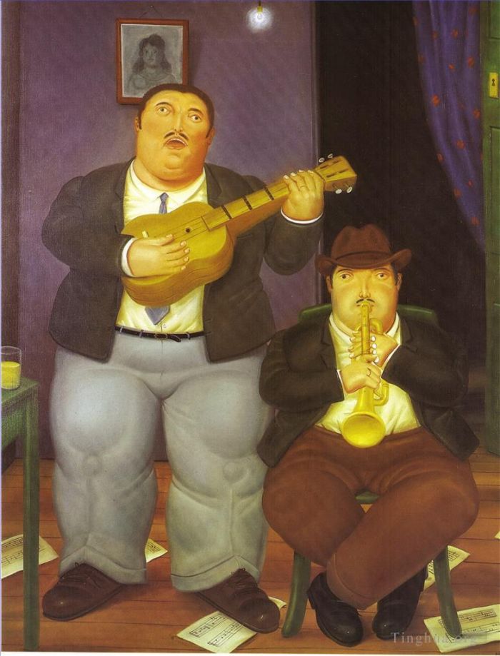费尔南多·波特罗 当代油画作品 -  《音乐家》