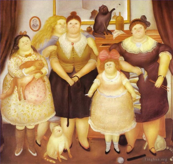 费尔南多·波特罗 当代油画作品 -  《姐妹》