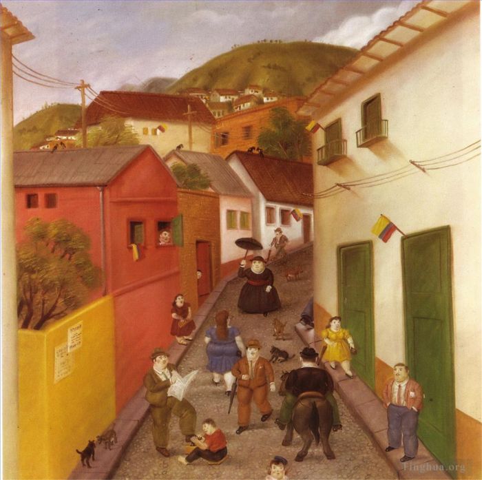 费尔南多·波特罗 当代油画作品 -  《街道》