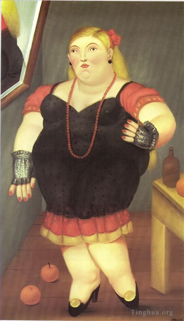 费尔南多·波特罗 当代油画作品 -  《女人站着》