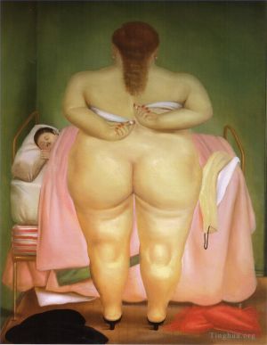 费尔南多·波特罗的当代艺术作品《女人钉她的胸罩》