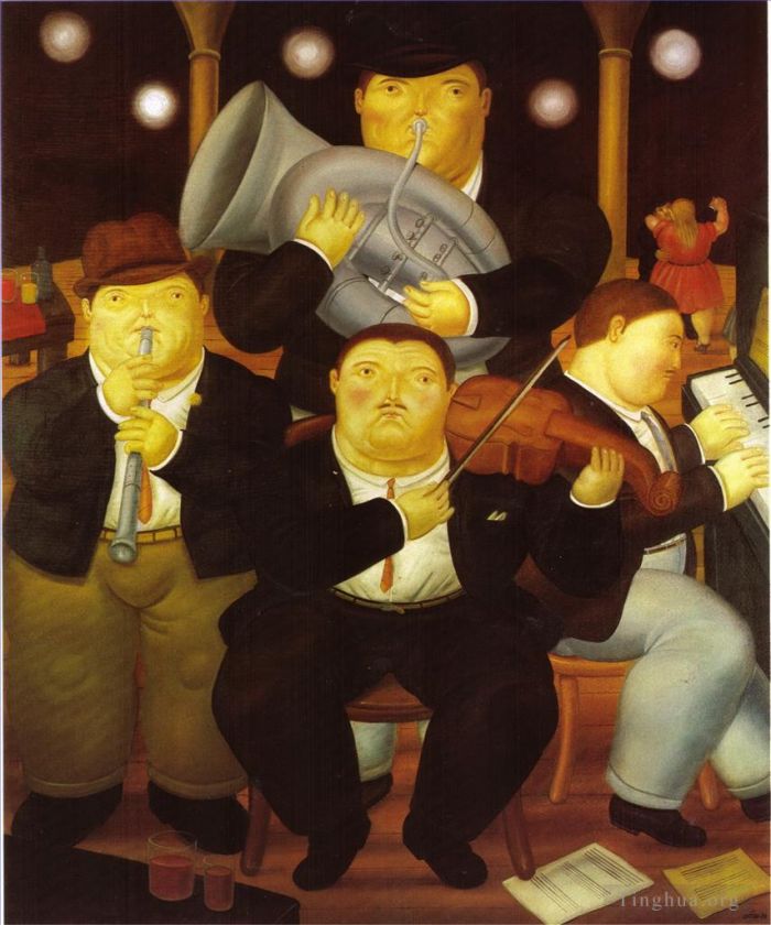 费尔南多·波特罗 当代油画作品 -  《四位音乐家》