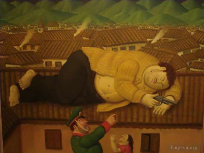 费尔南多·波特罗 当代油画作品 -  《麦德林巴勃罗·埃斯科巴去世》