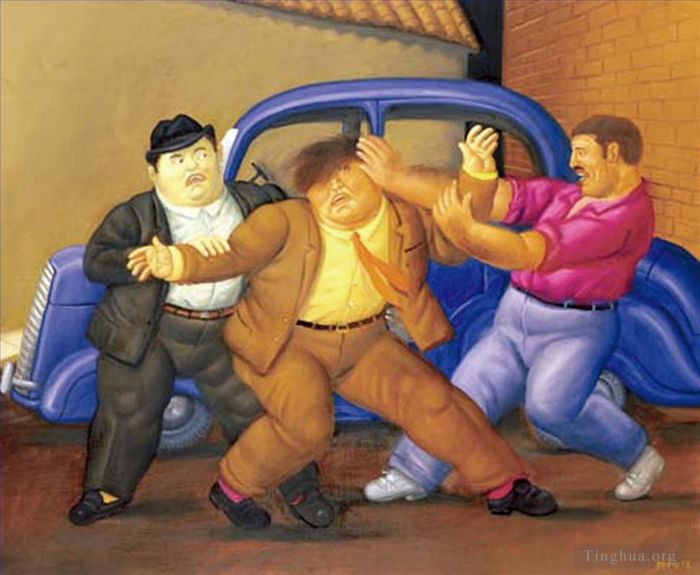 费尔南多·波特罗 当代油画作品 -  《塞库斯特罗快车》