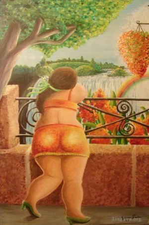 费尔南多·波特罗的当代艺术作品《扶手上的女人》