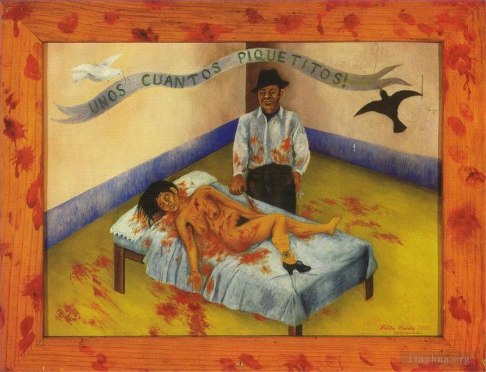 弗里达·卡罗 当代油画作品 -  《一些热恋中的小咬》