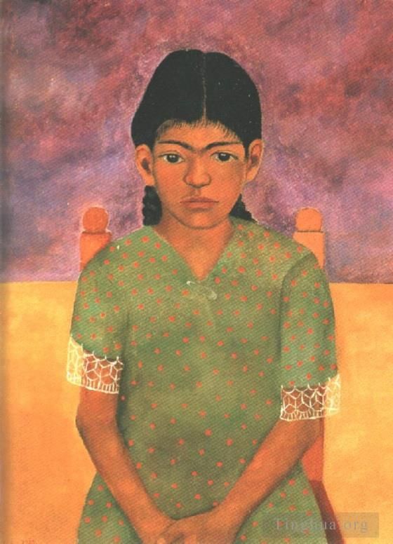 弗里达·卡罗 当代油画作品 -  《弗吉尼亚小女孩的肖像》