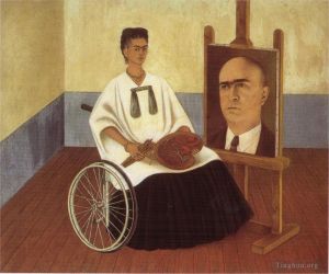 弗里达·卡罗的当代艺术作品《自画像与法里尔医生的肖像》