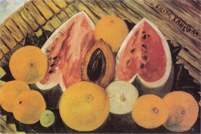 弗里达·卡罗 当代油画作品 -  《静物与西瓜》