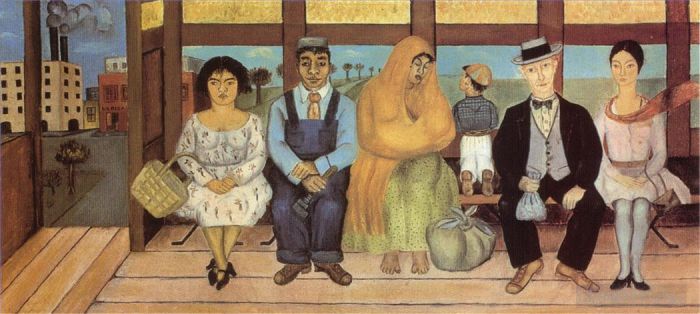 弗里达·卡罗 当代油画作品 -  《公交车》