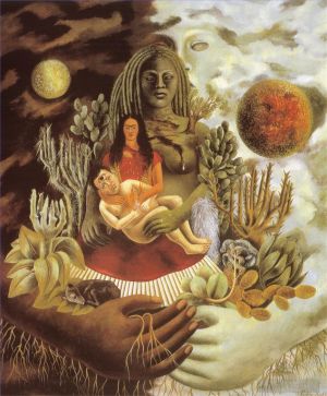 弗里达·卡罗的当代艺术作品《宇宙的爱的拥抱,地球,墨西哥,我自己,迭戈和索洛特尔先生》