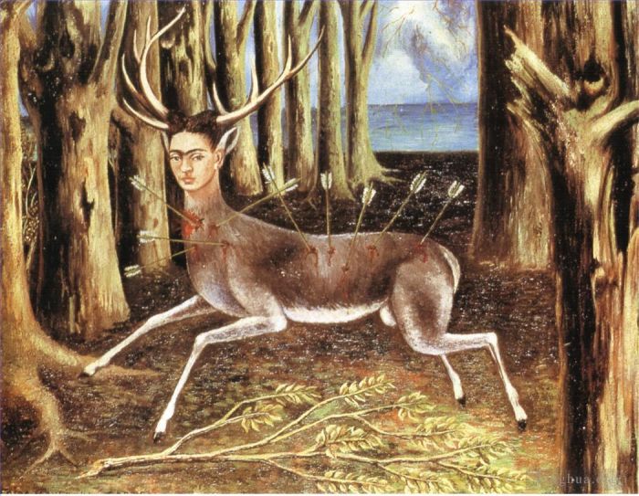 弗里达·卡罗 当代油画作品 -  《受伤的鹿》
