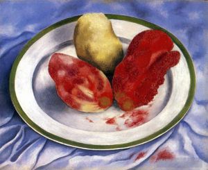 弗里达·卡罗的当代艺术作品《金枪鱼静物与仙人掌果》