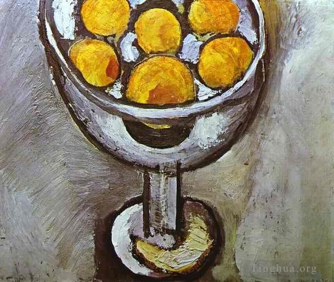 亨利·马蒂斯 当代油画作品 -  《一个花瓶与橙子》