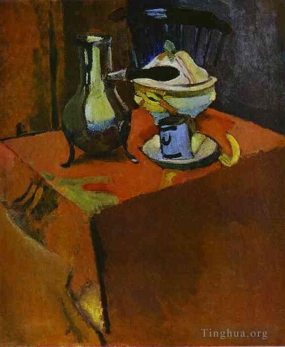 亨利·马蒂斯 当代油画作品 -  《桌子上的陶器》
