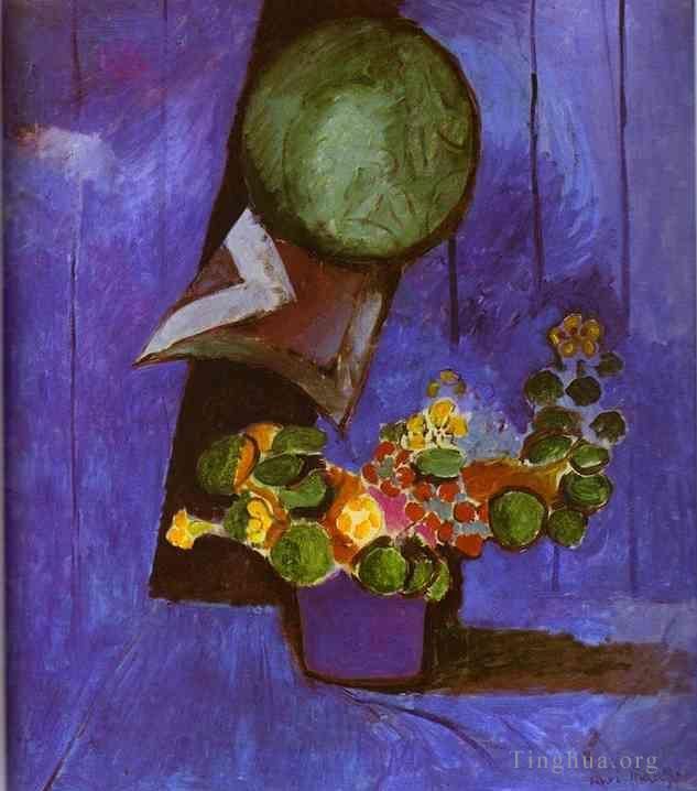 亨利·马蒂斯 当代油画作品 -  《鲜花和陶瓷盘》