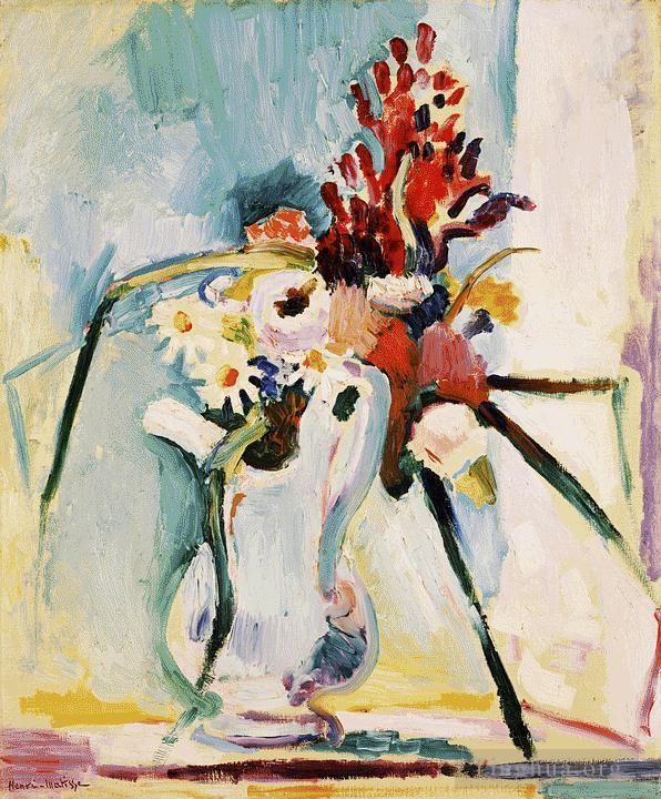 亨利·马蒂斯 当代油画作品 -  《水罐里的花》