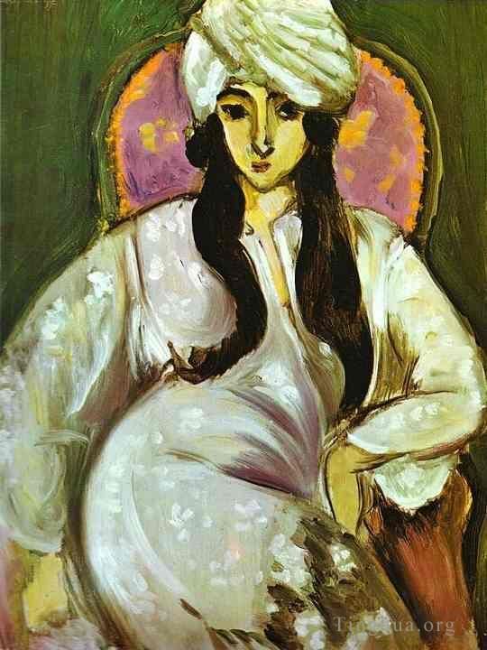 亨利·马蒂斯 当代油画作品 -  《戴白头巾的劳雷特,1916》