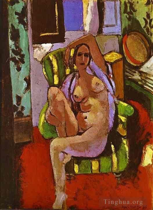 亨利·马蒂斯 当代油画作品 -  《裸体坐在扶手椅上》
