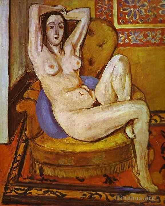 亨利·马蒂斯 当代油画作品 -  《蓝色垫子上的裸体,1924》