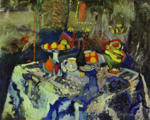 当代油画 - 《有花瓶和水果的静物,c,1903》