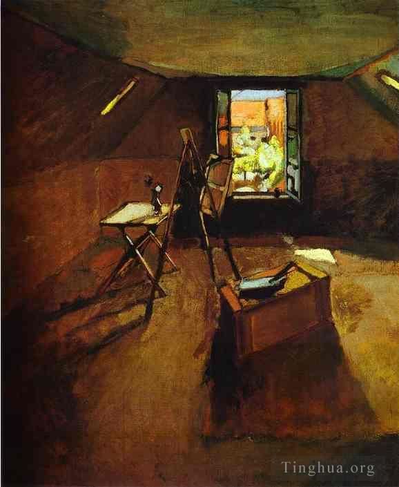 亨利·马蒂斯 当代油画作品 -  《檐下画室,1903》