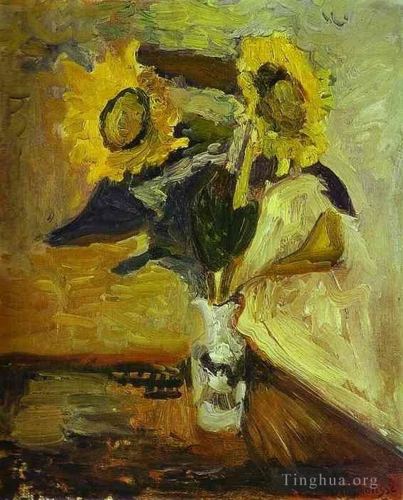 亨利·马蒂斯 当代油画作品 -  《向日葵花瓶,1898》
