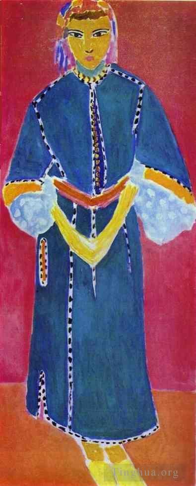 亨利·马蒂斯 当代各类绘画作品 -  《摩洛哥妇女佐拉站在三联画的中央面板》
