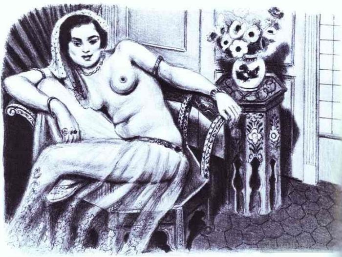 亨利·马蒂斯 当代各类绘画作品 -  《纱裙宫女,1929》