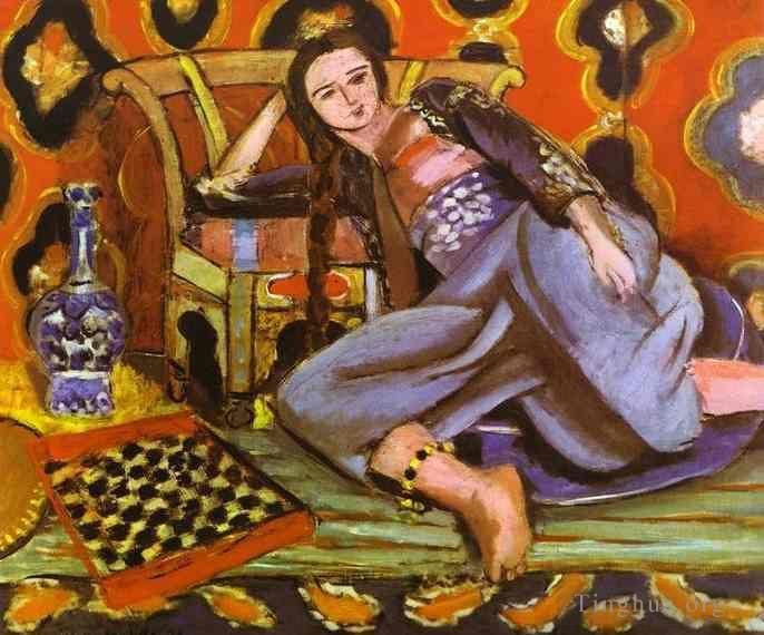 亨利·马蒂斯 当代各类绘画作品 -  《土耳其沙发上的宫女,1928》