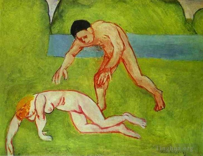 亨利·马蒂斯 当代各类绘画作品 -  《色狼与仙女,1909》
