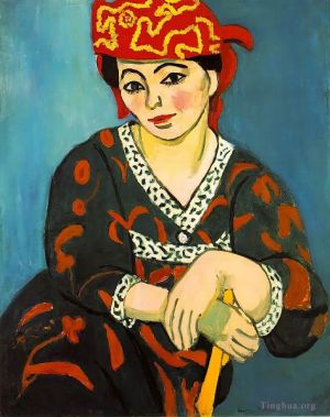 当代绘画 - 《红色马德拉斯头饰Mme,Matisse,Madras,Rouge》