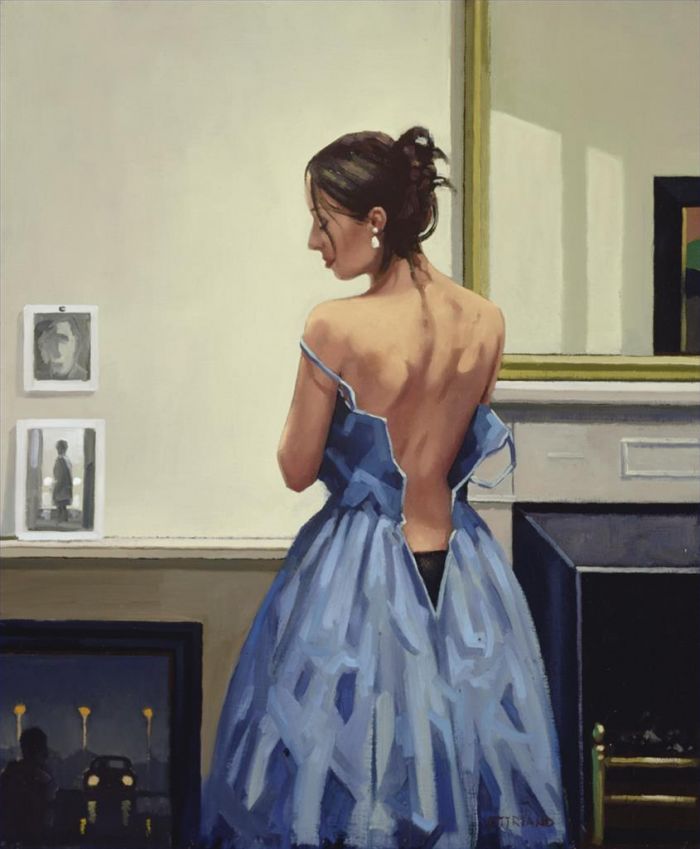 杰克·维特里亚诺 当代油画作品 -  《蓝色礼服杰克·维特里亚诺》