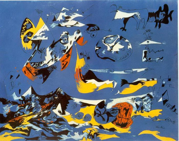 杰克逊·波洛克 当代各类绘画作品 -  《蓝色莫比迪克》