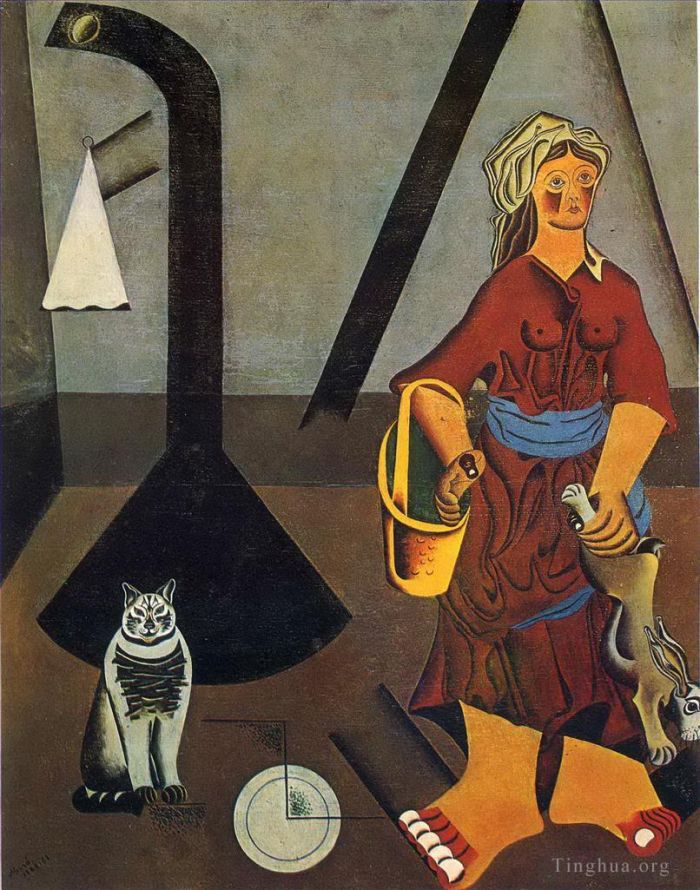 杰昂·米罗 当代油画作品 -  《农夫的妻子》