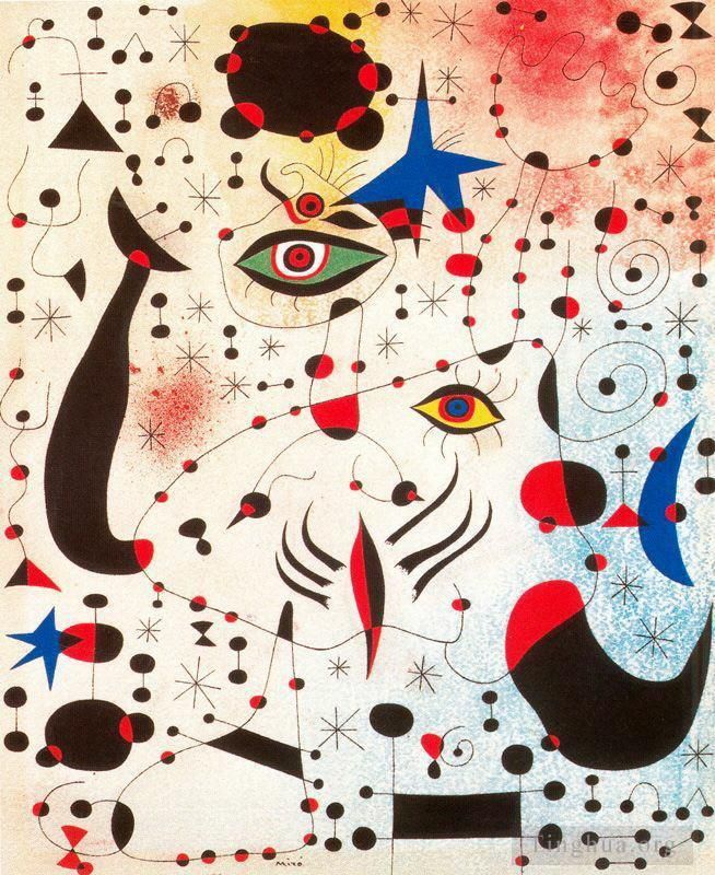 杰昂·米罗 当代各类绘画作品 -  《爱上女人的密码和星座》