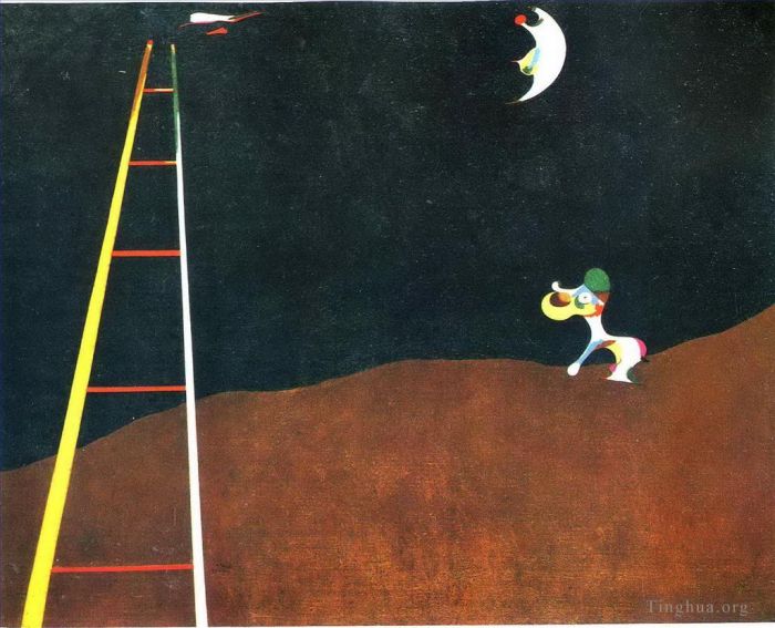 杰昂·米罗 当代各类绘画作品 -  《狗对着月亮狂吠》