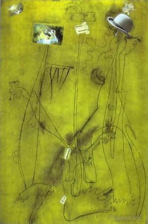 杰昂·米罗的当代艺术作品《戴着帽子的绘画拼贴画》