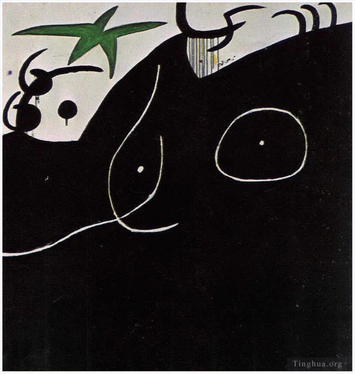 杰昂·米罗 当代各类绘画作品 -  《女性,devant,l,丝巾》