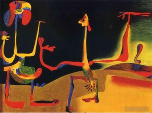 杰昂·米罗的当代艺术作品《一堆粪便前的男人和女人》