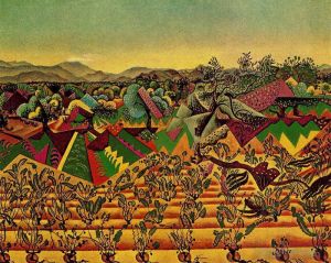 杰昂·米罗的当代艺术作品《蒙特罗伊格葡萄园和橄榄树》