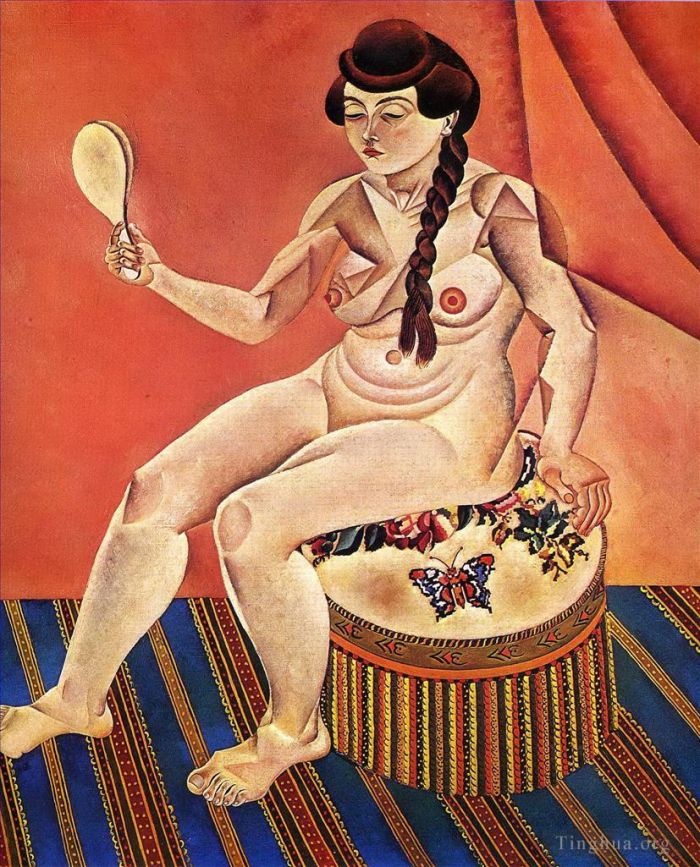 杰昂·米罗 当代各类绘画作品 -  《裸体与镜子》