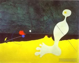 杰昂·米罗的当代艺术作品《向鸟扔石头的人》