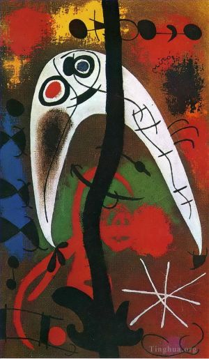杰昂·米罗的当代艺术作品《夜里的女人与鸟4》