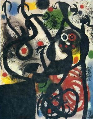 杰昂·米罗的当代艺术作品《夜里的女人和鸟儿》