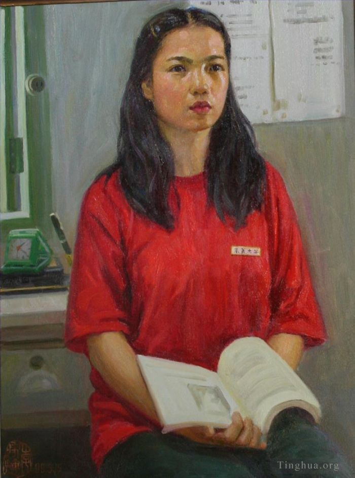 李嘉辉 当代油画作品 -  《女大学生》